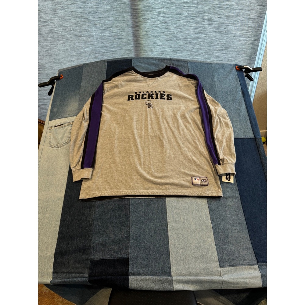 Colorado Rockies MLB Genuine Gray Long Sleeve Shirt Mens 2XL Embroidered